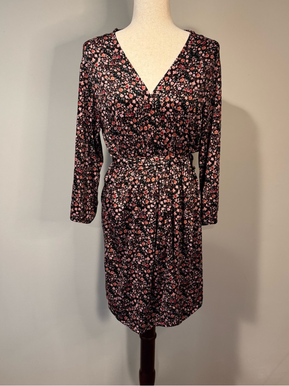 Nanette Lepore Floral Wrap Dress Ditzy Floral Knee Length V Neck Cottagecore S